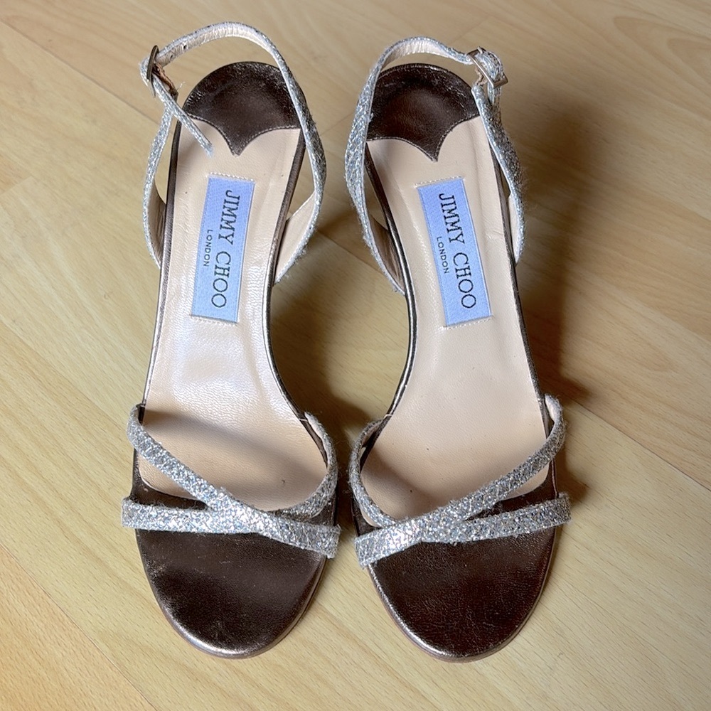 Jimmy Choo Champagne Glitter Sandals Pumps, size 36 - Picture 4 of 7